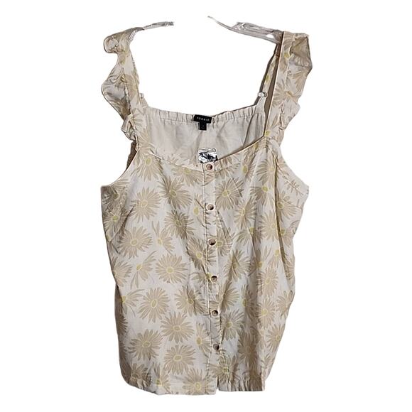 Torrid Daisy Daydream Duofold Ruffle Button Front Tank, NWT, 3X - Picture 2 of 8